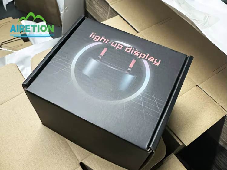 Boîtes d'expédition en carton ondulé imprimées sur mesure pour clients américains, destinées à la présentation de produits lumineux